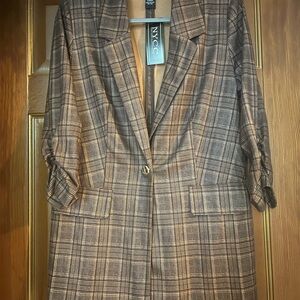 NYC Women's Checkered Blazer in Brown